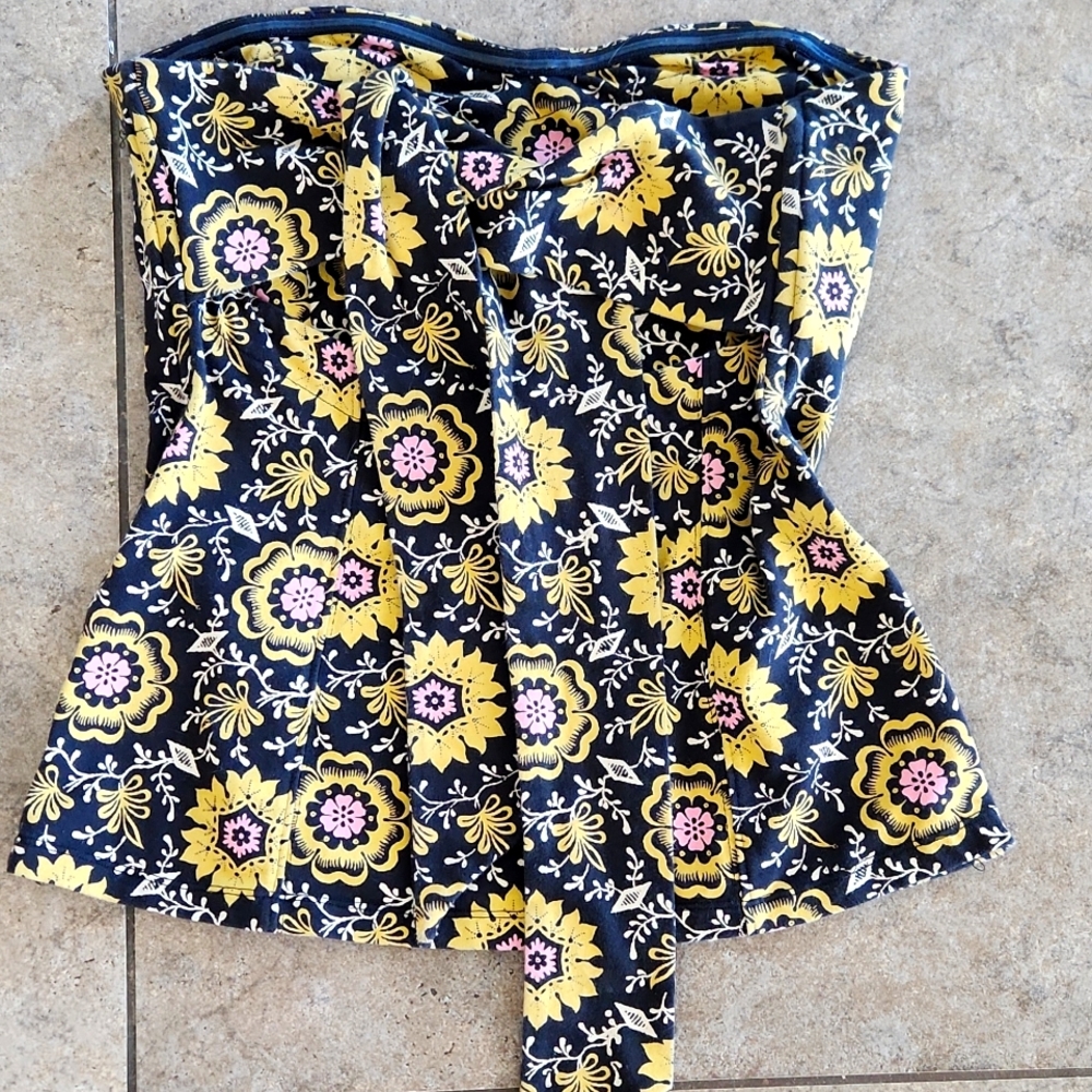 Free People Black Floral Strapless Top - Picture 4 of 10